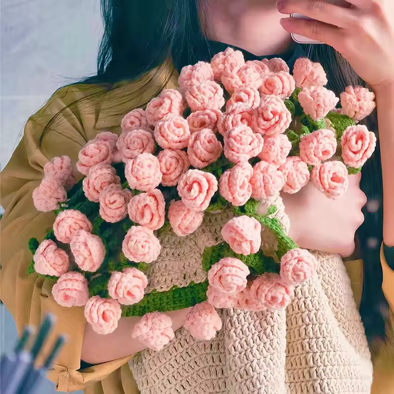 Handmade Crochet Rose Blanket - Fully Crafted Edition