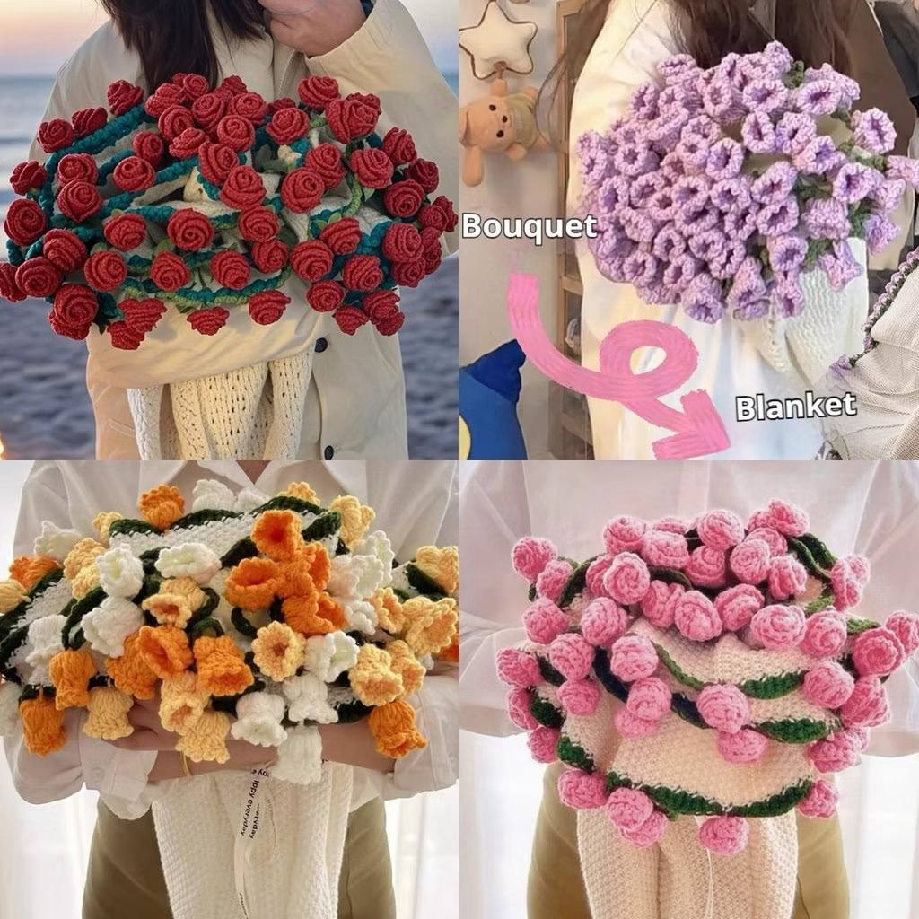 Handmade Crochet Rose Blanket - Fully Crafted Edition